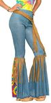 Forum Novelties Women's Hippie Costume Bell Bottoms, Blue/Brown, X-Small/Small