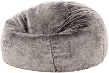 icon Kingston Faux Fur Fluffy Bean Bag, Arctic Grey, Large Adult Bean Bag Chair with Filling Included, Comfy Chair, Living Room Furniture, Bedroom Furniture