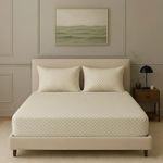 Trance Home Linen Premium Jacquard Solid Weave 300Tc Fitted Bedsheet|300-Thread Count, Resulting In An Exceptionally Smooth Finish With 2 Pillow Cover-100% Cotton, Skin Friendly (75X60 Inches|Pearl)
