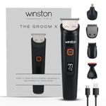 Winston Groom X 5 in 1 Grooming Set for Men with 8 Length Attachment Comb, IPX7 Waterproof Design, Fast Charging Face, Ear, Nose, Beard, Body Hair Trimmer for Men