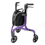 NRS Healthcare Freestyle 3 Wheeled Rollator, Ultra Lightweight 5 kg (11lb) - P64077, Purple, Medium