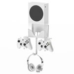 Hosanwell XboX Series S Wall Mount Bracket 4 in 1 Bundle Set, Dual Controller Holder & Headphone Hanger, Heat Dissipation, Comes with Non-Slip Mat, Easy Installation, Not for Xbox One S