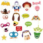 Toysttory Party Photo Booth Props Toysttory Funny Selfie Props Birthday Party Props Kit Piggy Bear Toy Dog Birthday Photo Booth Props for Child's Cosplay Photography Prop 25 Pcs