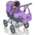 Molly Dolly Dolls Pram - Toy Pram With Adjustable Handle Height - Doll Pram For Girls Age 3-7 Years