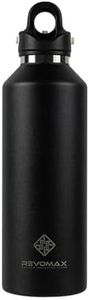 RevoMax Stainless Steel Vacuum Insulated Water Bottle with Twist-Free Lid, No-Screw Insulated Tumblers, Portable Thermo Flask for Cold or Hot Beverages 950ml/32oz (ONYX BLACK)