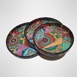 Round Trays Set of 3 | Serving Trays | Gift Item | Multipurpose Wooden Tray | Kitchen, Dining, Decorative Product | Resin, Handmade Handicraft | Neelkanth Tray | Multicolored (Multicolored) | neeldeco