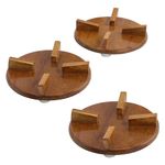 ROSTON Round Table Ring Set, Hot Pot Stand, Trivet, Set of 3 ntural Teak Wood for Kitchen Dinning Table