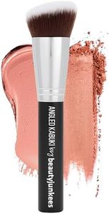 Beauty Junkees Angled Blush Brush for Cheeks – Bronzing Brush for Liquid, Cream, Mineral Powder Makeup Bronzer Contour Brush, Synthetic Kabuki Brush