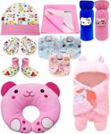 First Kick New Born Baby Gift Set Combo Pack for Baby Boys and Baby Girls Pack of 11 Pcs Unicorn Pink