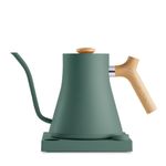 Fellow Stagg EKG Electric Gooseneck Kettle - Pour-Over Coffee and Tea Pot, Stainless Steel, Quick Heating, Smoke Green with Maple Wood Handle, 0.9 Liter
