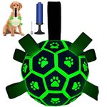 TopPetPro Glow-in-The-Dark Dog Soccer Ball with Straps, Interactive Puppy Toys for Tug of War, Birthday Gifts, Durable Water Toy World Cup for Small & Medium Dogs（6 Inch）