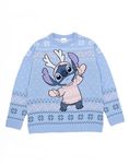 Disney Lilo & Stitch Womens Christmas Jumper in Blue | Warm Graphic Knitted Sweater for Adults | Festive Holiday Long Sleeve Knitwear Top | Fun Pullover Knit Unique Movie Merchandise Gift for Her