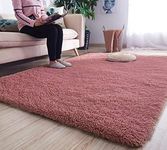 imra carpet Soft Modern Shag Area Rugs Fluffy Living Room Carpet Comfy Bedroom Home Decorate Floor Kids Playing Mat 4 Feet by 6 Feet, Bluse-Pink