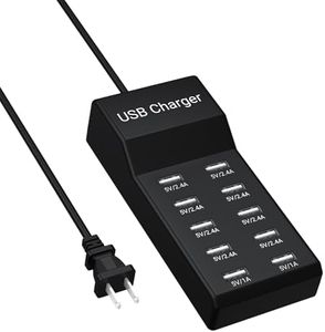 Resypey 10-Port USB Charger Station, 50W10A Multiport Charger Hub for iPhone, Galaxy, iPad & More