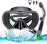 Snorkel Set Adult, Diving Mask and Snorkel with Earplugs and Nose Clip, Wide View & Anti-Fog Swimmming Goggles, Snorkeling Packages for Adult, Kids