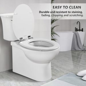 Angel Shield Wooden Toilet Seat – Soft Close, Antibacterial, White