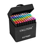 Vallteng 80 Colors Graphic Marker Pen Art Sketch Twin Marker Pen Permanent Graffiti Coloring Pens for Drawing Coloring Highlighting and Underlining