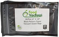 FoodVacBags Pint Zipper 6" X 10" Vacuum Seal Bags/Pouches - Black Back Clear Front (50 Count) - Resealable (50 Count, 6x10 Inch (Pack of 50)) (FBA-450610)