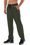 AIRIKE Men's Elastic Waist Hiking Pants Water Resistant Quick-Dry Lightweight Outdoor Sweatpants with Zipper Pockets, Armygreen, Small