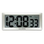 AcuRite 13.5” Large Digital Indoor Wall Clock with Intelli-Time Technology (75173M), Champagne