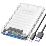 ORICO 2.5 inch External Hard Drive Enclosure USB 3.0 to SATA III Tool-Free Clear Hard Disk Case for 7mm 9.5mm SATA HDD SSD Max 6TB Support UASP (2139U3)