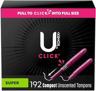 U by Kotex Click Compact Tampons, Super, Unscented, 192 Count (6 Packs of 32) (Packaging May Vary)