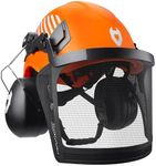 NoCry ANSI Z89.1 Rated Arborist Helmet — Chainsaw Helmet with Face Shield and Ear Muffs — Adjustable Hard Hat with Adaptive Ventilation; Impact-Resistant Mesh Face Shield for Forestry with Side Guards