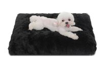 Bedfolks Waterproof Dog Crate Bed,Plush Dog Crate Pad with Removable Cover,Faux Fur Dog Bed for Small Dogs and Cats,Fluffy Washable Dog Kennel Bed 23"x18",Black