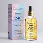 ÉLIXIR DE BEAUTÉ 24K GOLD de GLAMICA; sérum visage, cou, décolleté et corps; Liftant, Anti-Âge, Hydratant en profondeur, Réparateur, Illuminateur du teint; À base de particules de 24K, Acide Hyaluronique et Collagène; 30 ml