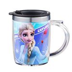 SKi Homeware Double Wall Inner Stainless Steel Tea,Coffee, Milk Mug With Handle And Lid For Kids Cherry Mug (Frozen), 350 ML