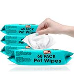 Pet Touch X 60 Pack All Purpose PET WIPES for daily Cleaning of your Dogs and Cats Deodorizing ALCOHOL FREE and WET Moist Dog Paw Cleaner & Dog Ear Cleaner Wipes Pack (240 Wipes)