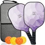 Pickleball Paddles Set of 2, 2024 USAPA Approved, Carbon Fiber Surface (CHS), Polypropylene Honeycomb Core, Anti-Slip Sweat-Absorbing Grip, 4 Pickleball, Portable Carry Bag (Purple)