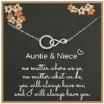 Weelody Auntie and Niece Necklace, Sterling Silver CZ Infinity Necklace for Women, Birthday Gifts for Niece from Aunt, Aunt Niece Gift, Necklace for Aunty