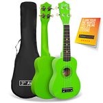 3rd Avenue Soprano Ukulele Beginner 21 Inch 4 Nylon Strings with Free Uke Bag – Green – FREE 1 Month Online Lessons