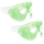 Navaris Set of 2 Gel Eye Masks - 2X Reusable Eye Masks for Hot/Cold Use - Green