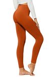 Conceited Fleece Lined Leggings Women - Regular and Plus Size Tights - Premium Fabric in Many Colors, Rust Orange, Small-Medium