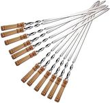 IMEEA 12-Pack Extra Large Stainless Steel Kabob Skewers with Wooden Handle, 55cm x 1.1cm, Perfect for Kebab BBQ Grilling Kabob Koobideh