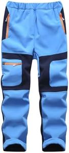 Arssm Kids Boy's Snow Pants Youth Fleece Lind Hiking Pants Softshell Winter Warm Insulated Trousers(Blue-8-9Y)