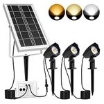 MEIHUA 3 in 1 Solar Spotlights Outdoor Landscape Garden Lights Solar Fence Lights IP66 Waterproof Solar-Powered Spike Lights 2700K/4000K/6000K with Remote for Garden Pathway Yard Patio Lawn Decoration