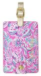 Lilly Pulitzer Pink/Blue Women's Leatherette Luggage Tag with Secure Strap, Don't Be Jelly