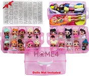 HOME4 No BPA Storage Organizer Carrying Case Box 30 Adjustable Compartments Compatible with Small Dolls LOL Toys Bead Beyblade Hot Wheels Tool Craft Sewing Jewelry Hair accessories (Pink)