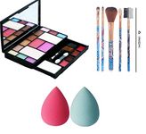 Khelni Beauty Combo of 6171 Eye Shadow Makeup Kits with 5 Pcs Brush Set and 2 Pcs Sponge Puff