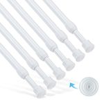 6Pcs Tension Rod, Goowin 60-110 cm Tension Rods for Windows, No Drilling Rustproof Spring Adjustable Tension Curtain Rod for Doors, Windows, Wardrobe Bars, Drying Support Rods（White）