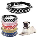 Spiked Dog Collars, Studded Dog Collar Leather Rivet Puppy Collar Spike Adjustable for Small Medium Large Dogs Black M