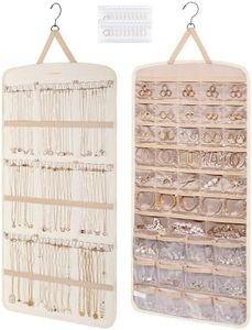 BAGSMART Hanging Jewelry Organizer, Necklace Holder Anti-tangle Earrings Rings Hanger with Pockets Hang on Closet, Wall, Door,1 Piece, Extra Large Beige
