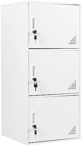 iCHENGGD 3 Door Metal Locker Steel Storage Cabinet, Office Storage Lockers for Employees, Vertical Metal Cabinets for Home,Office,School,Room Storage Organizer (White)