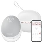 Momcozy Mobile Flow Breast Pump Hands Free, M9 App Discreet Control with Personalized Multi-Modes & 15 Levels, Independent Breastmilk Storage, Wearable Breast Pump M9 24mm (Gray, 1 Count)