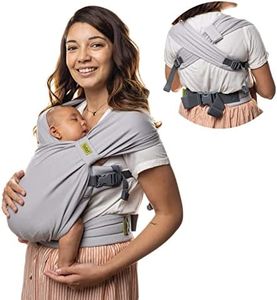 Boba Pre-Wrapped Baby Wrap Carrier with Buckle, Easy Adjust Soft Infant Baby Carrier Hybrid for Boy or Girls, Baby Sling for Newborn up to 35 lbs (Bliss Grey)