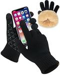 SUTIYO Winter Gloves with Warm Soft Fleece Lining,Touch Screen, Upgraded Non-slip Grip,Men Women Elastic Knitted Gloves for Cycling Running Driving Hiking (Black)