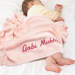 Personalized Baby Blanket, Custom Knit Baby Blanket with Name Embroidery, Customized Soft Knitted Baby Newborn Blanket Embroidery Patterns, Personalized Newborn Baby Gifts for Boy/Girl